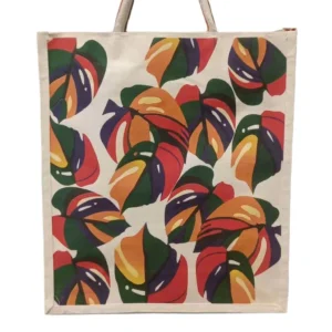 reusable leaf print canvas tote bag