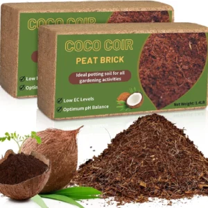 natural coconut coir fiber bricks for plants, 2 pack, ideal for vegetables, herbs and flowers